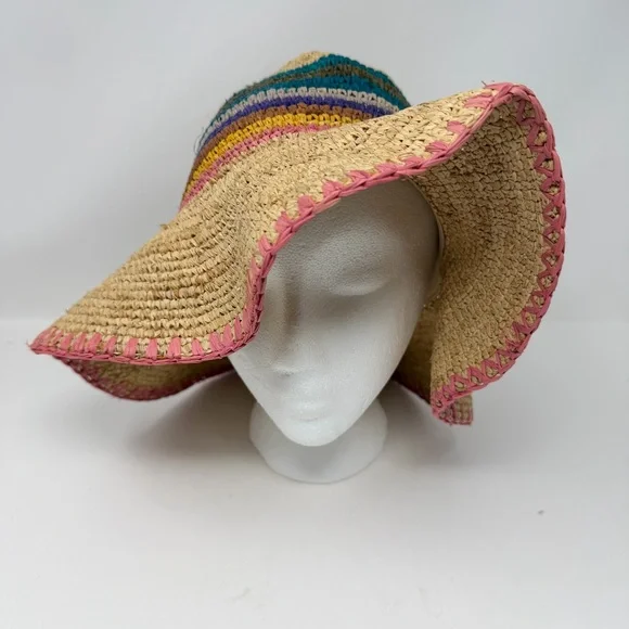 Wyeth Georgia Multicolored Stripes Floppy Straw Hat - Picture 5 of 8